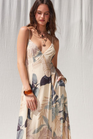 Printed Open Back Maxi Dress