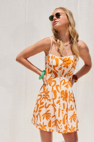 Printed Contrast Binding Dress