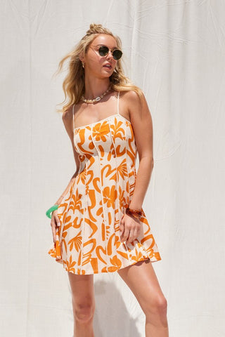 Printed Contrast Binding Dress