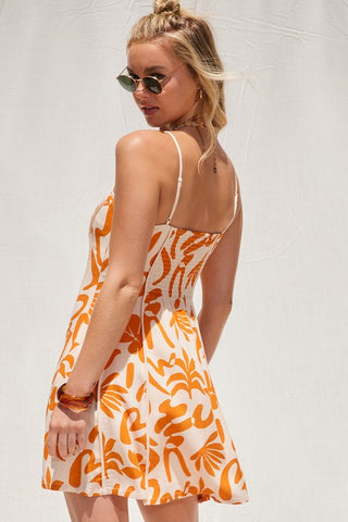 Printed Contrast Binding Dress
