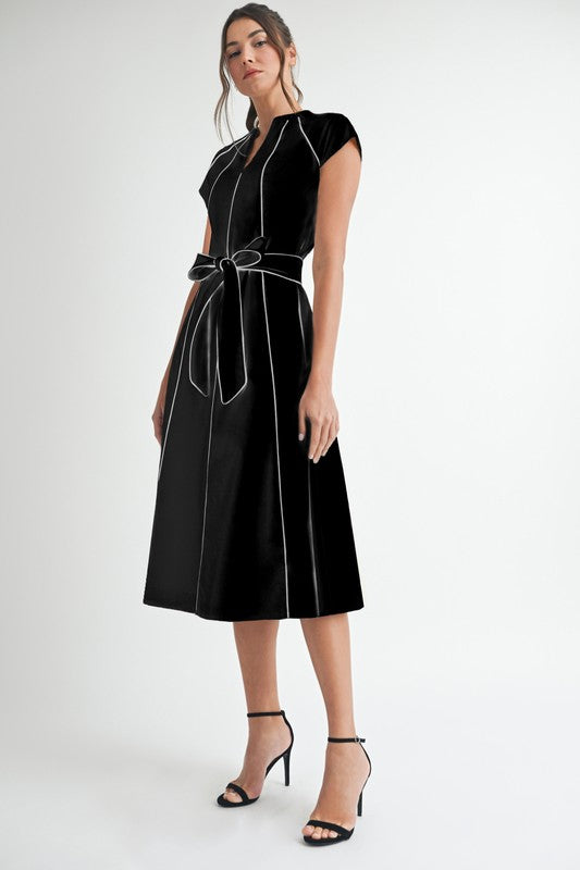 Linen Stripe Midi Dress