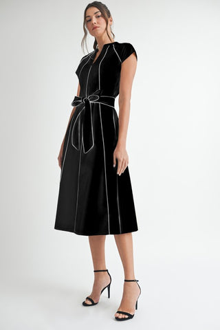Linen Stripe Midi Dress
