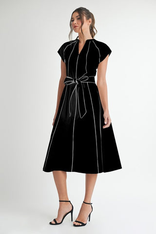 Linen Stripe Midi Dress