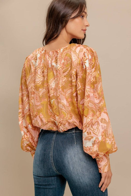 A Printed Woven Jacquard Top