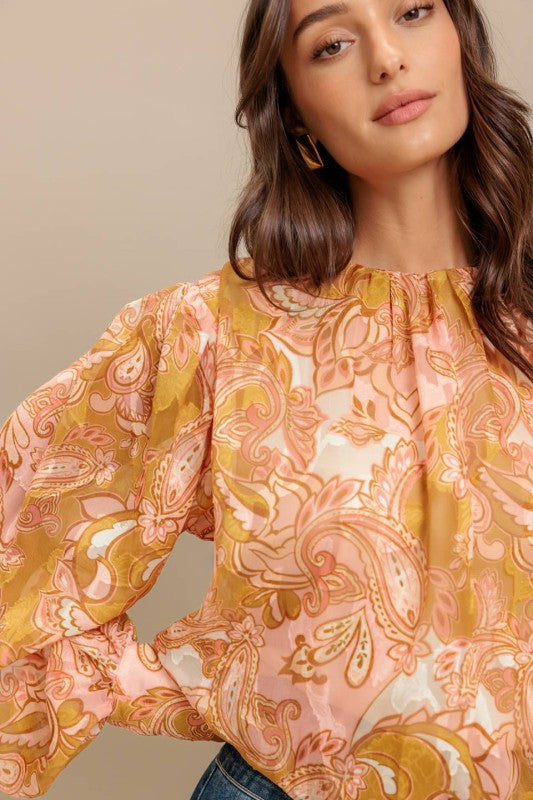A Printed Woven Jacquard Top