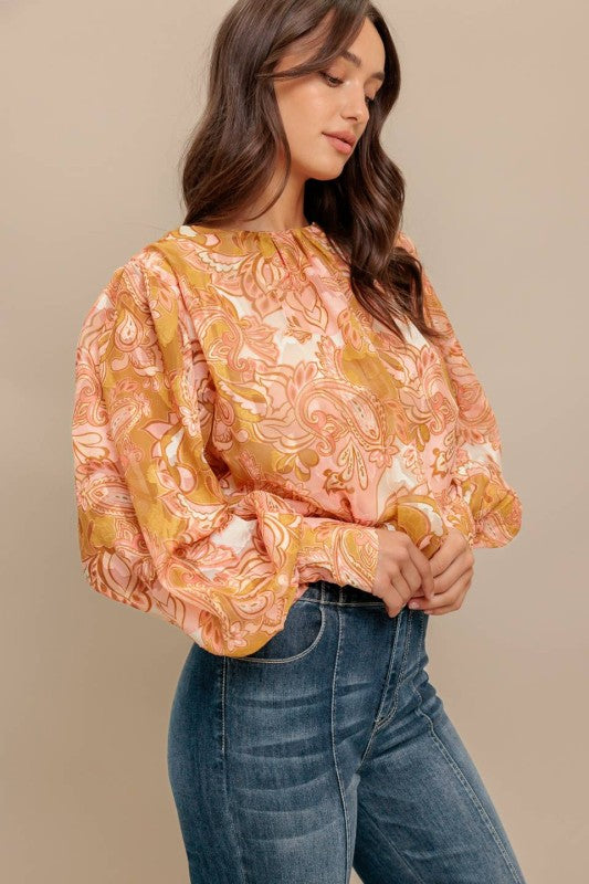 A Printed Woven Jacquard Top