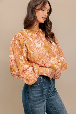 A Printed Woven Jacquard Top