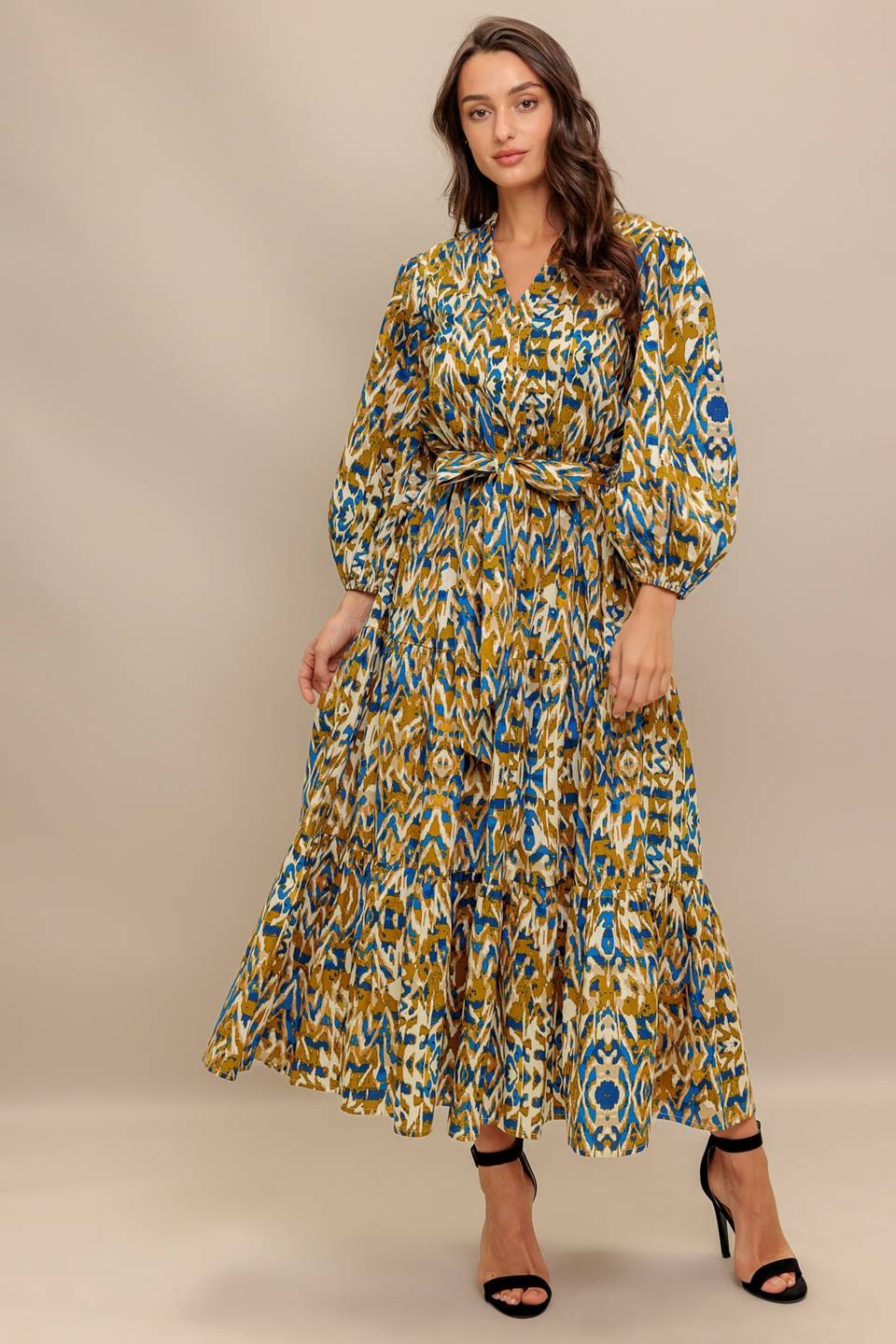Printed Woven Midi Dress
