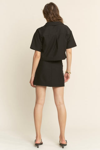 Thread Embroidery Pullover Top And Skirt Set