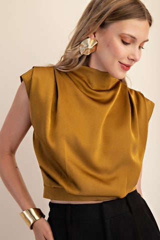 High Neck Back Zipper Top