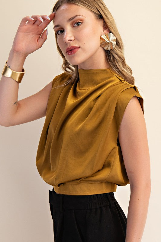 High Neck Back Zipper Top