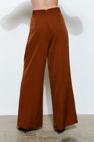 High Waist Pleated Front Wide-leg Pants