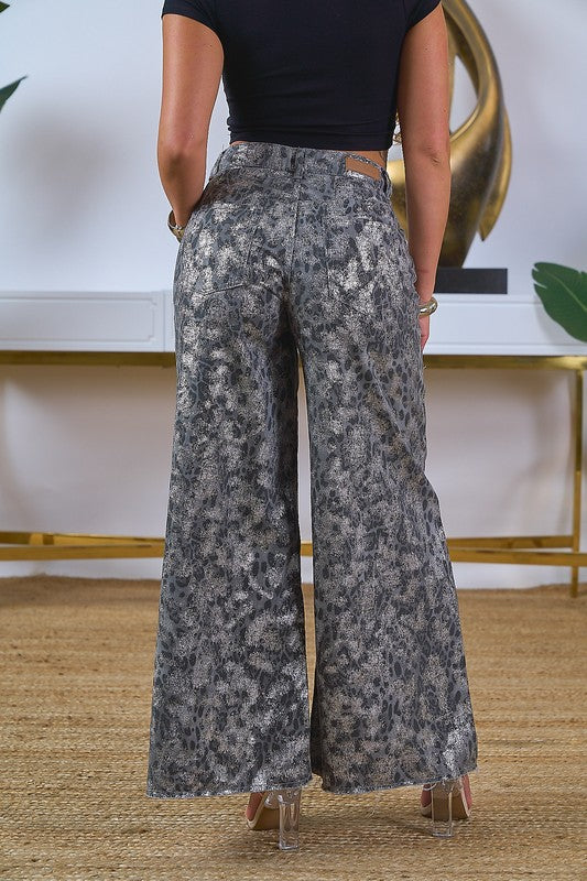 Animal Print With Metallic Detail Pants