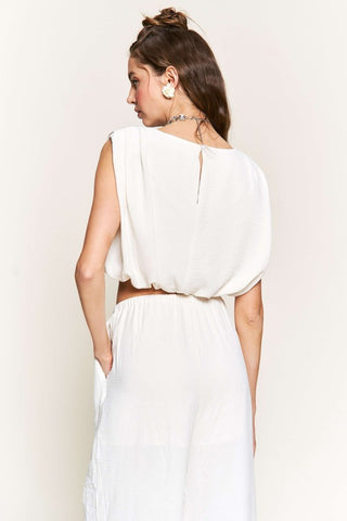 Off White Sleeveless Crop Top
