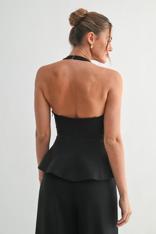 Sculpted Halter Peplum Top