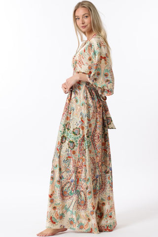Kimono Sleeve Elastic Back Waisted Maxi Dress
