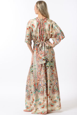 Kimono Sleeve Elastic Back Waisted Maxi Dress
