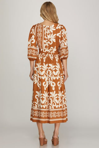 Printed Woven Midi Dress