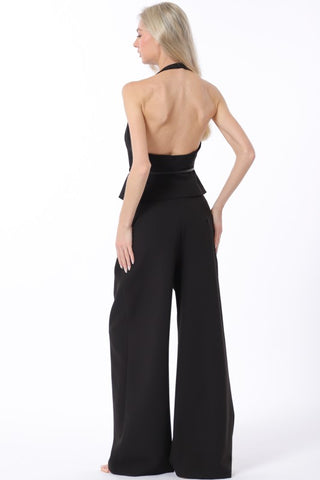 Halter Zip Belted Top & Long Pants Set