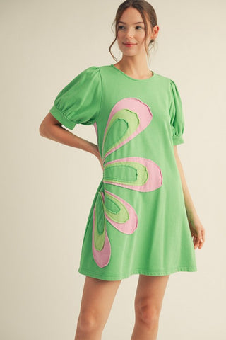 Raw Edge Flower Casual Dress