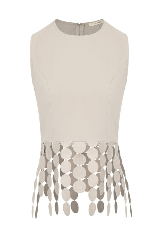 Arielle Sleeveless Top With Trim