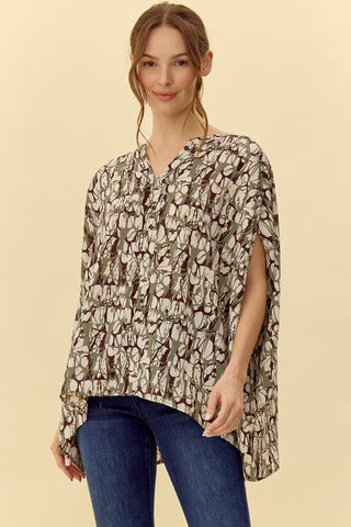 Print 1/2 Kimono Sleeves Top