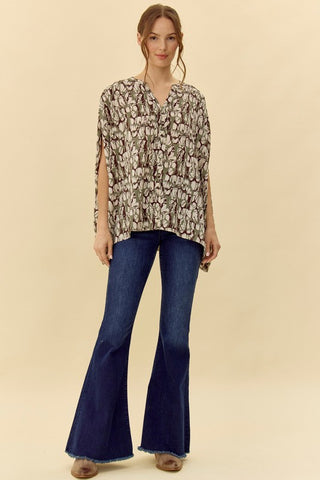 Print 1/2 Kimono Sleeves Top