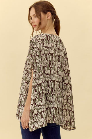 Print 1/2 Kimono Sleeves Top