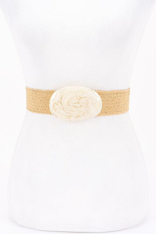 Metal Heart Buckle Stretch Belt