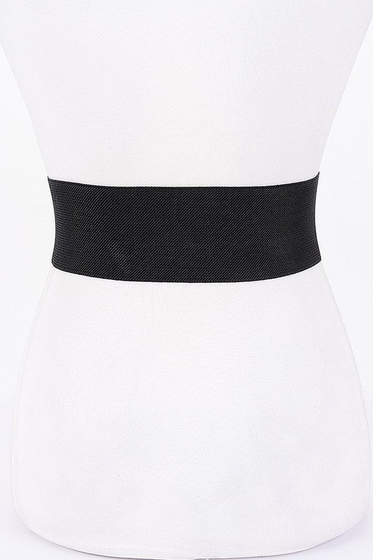Wide Metal Round Buckle Stretch Belt