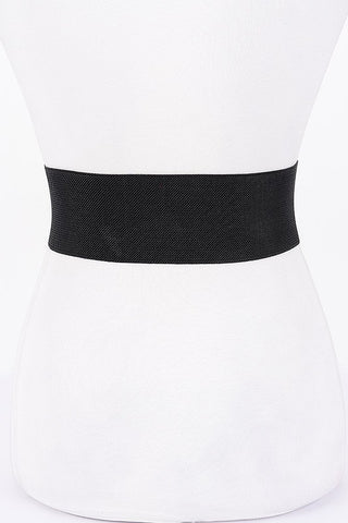 Wide Metal Round Buckle Stretch Belt