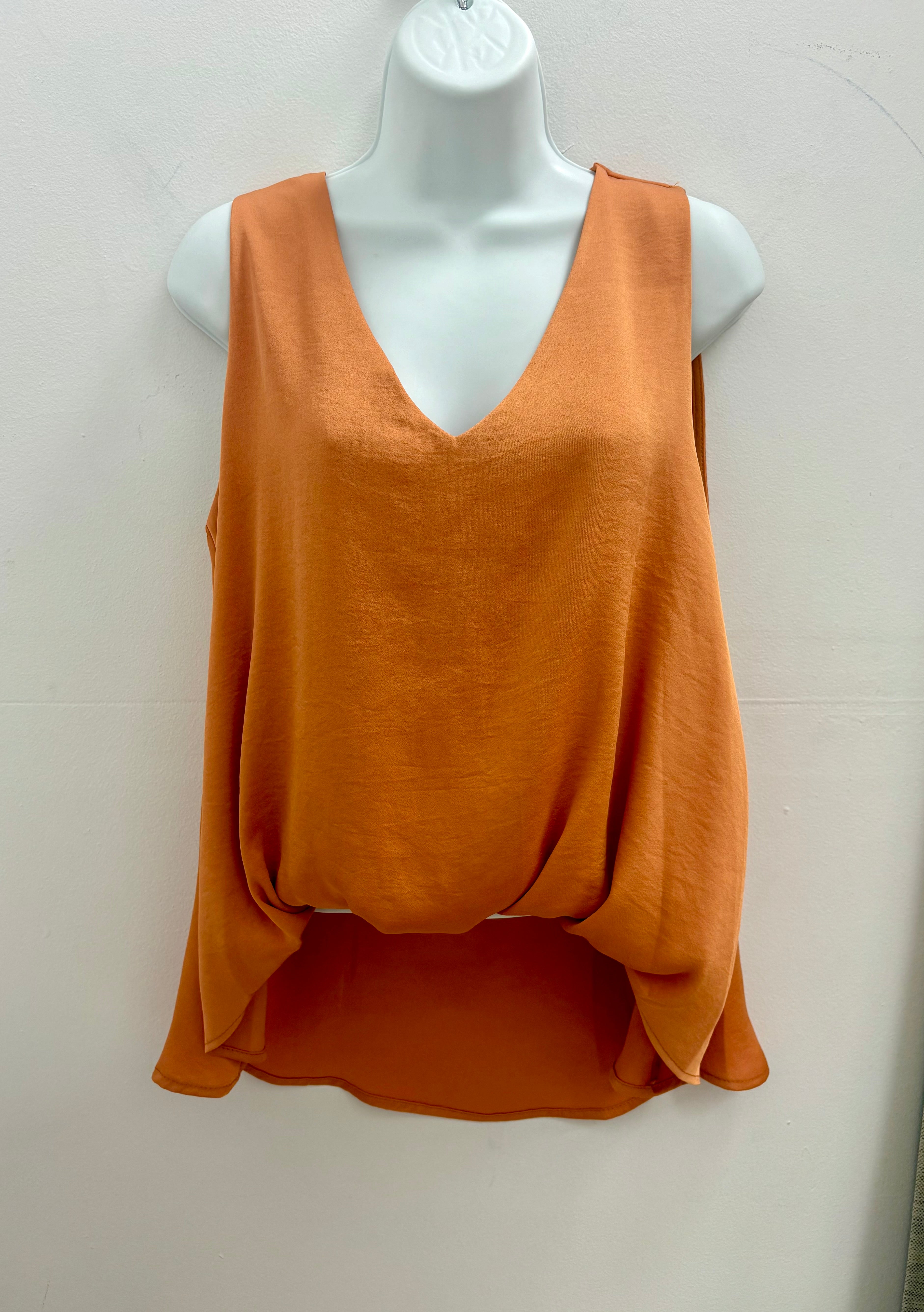 Washed Poly Silk Front Tucked Top