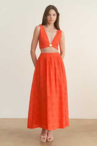 Shell & Flare Eyelet Top & Skirt Set