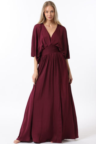 Kimono Sleeve Elastic Back Waisted Maxi Dress