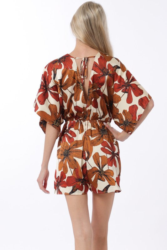 Tie Front Chest Elastic Back Waisted Romper