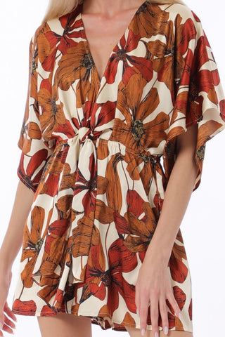 Tie Front Chest Elastic Back Waisted Romper