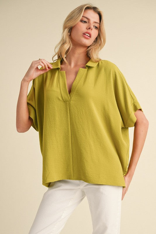 Solid Short Dolman Sleeves Top