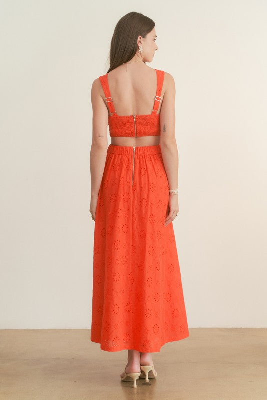 Shell & Flare Eyelet Top & Skirt Set