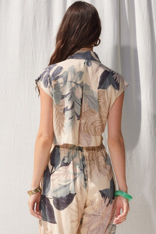 Printed Cut Out Back Jumpsuit
