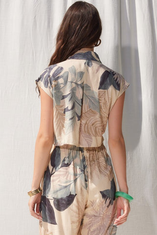 Printed Cut Out Back Jumpsuit