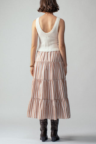 Striped Maxi Dress With Knit Vest Top