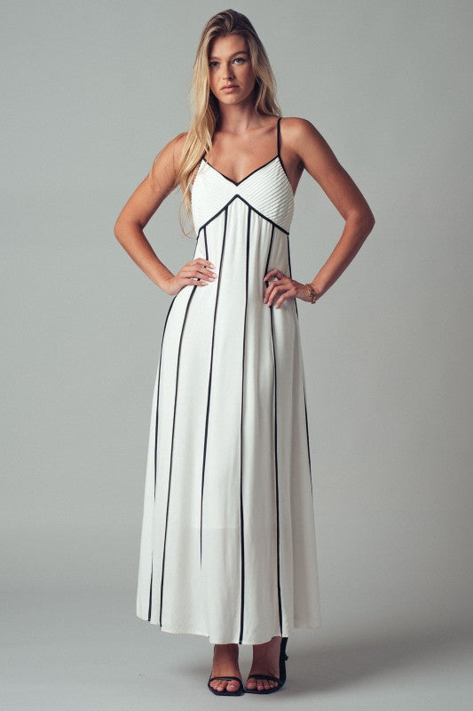 Striped Boho Maxi Dress With Spaghetti Straps