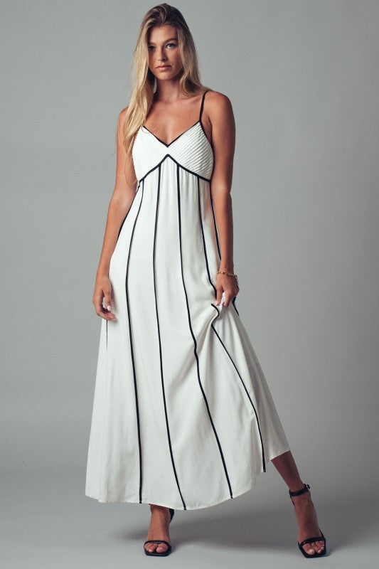 Striped Boho Maxi Dress With Spaghetti Straps