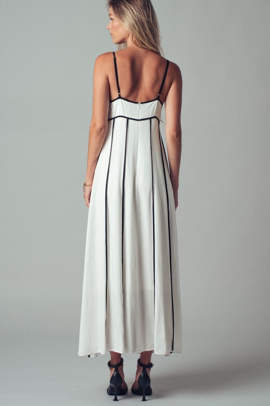 Striped Boho Maxi Dress With Spaghetti Straps