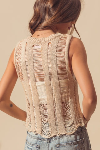 Open Knit Lightweight Sweater Tank Top