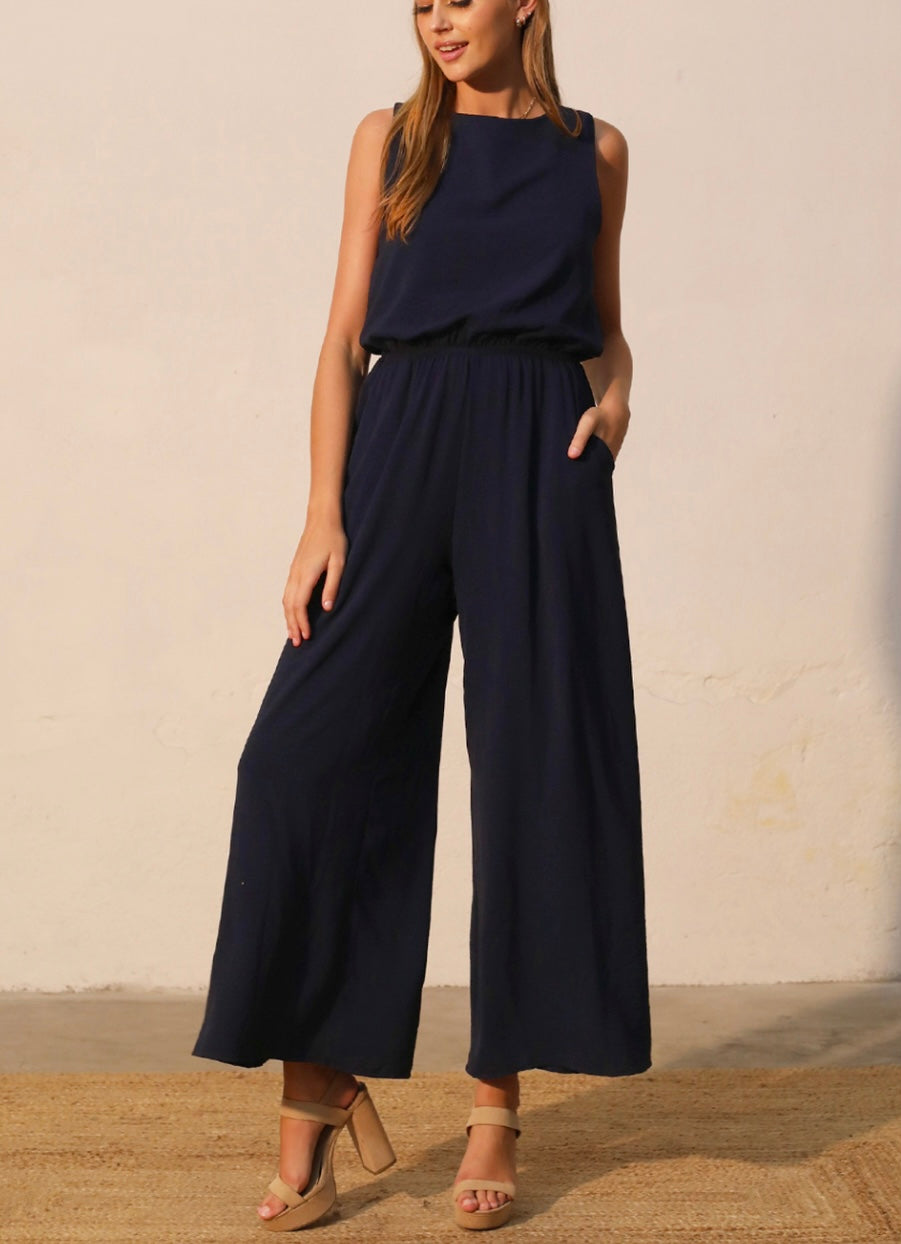 Matte Crepe Sleeveless Bubble Jumpsuit