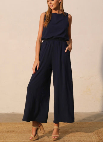 Matte Crepe Sleeveless Bubble Jumpsuit