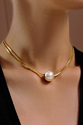 18k Non-tarnish Stainless Steel Pearl Necklace