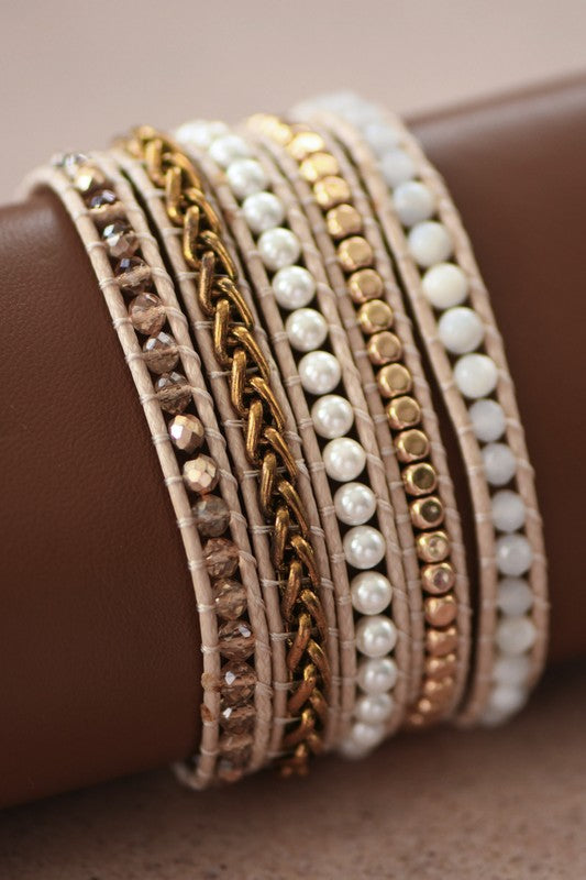 Vegan Cord Wrap Bracelet, Healing Stone Bracelet