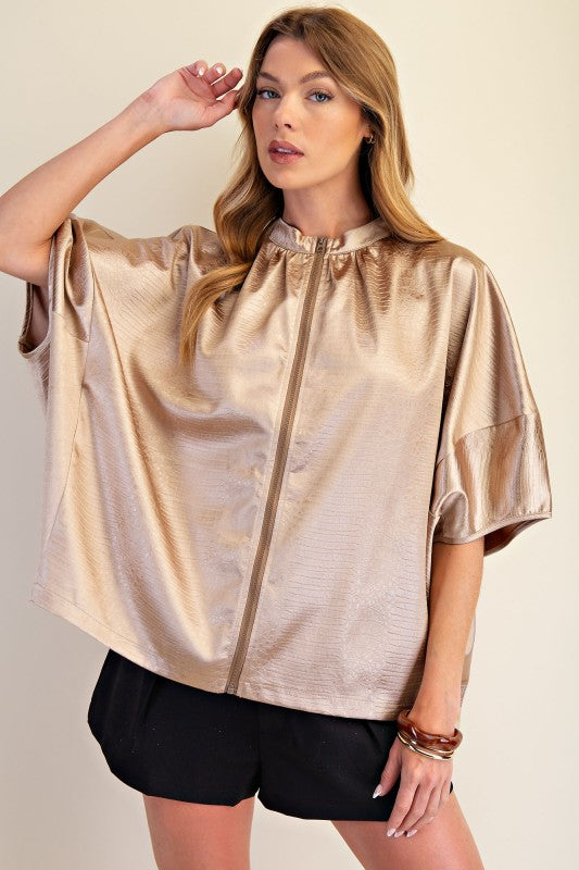Front Zipper Sleeveless Top